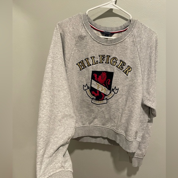 Tommy Hilfiger Embroidered Crew Neck Sweatshirt Gray Women’s Size Medium - Picture 6 of 9